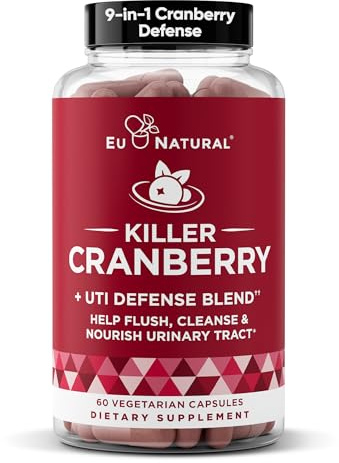 9-In-1 Killer Cranberry Pills for Women – UTI Defense Blend with Clinically Studied Ingredients – 9 Extract Urinary Tract Supplement – Pine Bark, Propolis, Vitamin D & More – 60 Fast-Acting Capsules