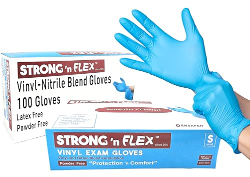 STRONG 'n FLEX 3-Use Disposable Vinyl-Nitrile Gloves, 6mil, 100 Ct – Durable, Latex-Free, Comfortable – Cleaning, Household, Food Prep