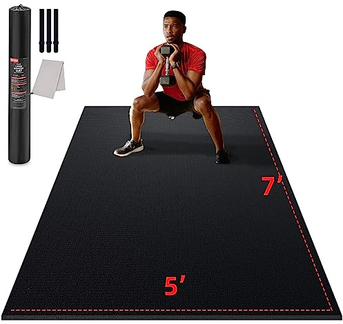GymCope Large Exercise Mat for Home Workout,12‘x6’/10'x6'/9'x6'/8'x6'/7'x5'/6'x4' (7mm) Extra Thick Workout Mat, High-Density Gym Mat for Cardio, Jump Rope, MMA, Weights (Shoe-Friendly)