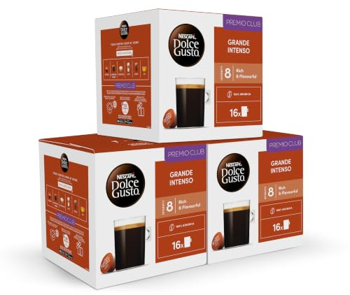 NESCAFÉ Dolce Gusto Café Grande Intense - Capsules de café, 48 capsules (3 x 16) - Americano Grande - D'origine pour machines à café Dolce Gusto