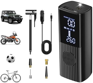 Adicop Tragbarer Luftkompressor 10800mAh 12V Akku Elektrischer Kompressor Auto-Luftpumpe 160PSI Reifenpumpe mit Manometer für Auto, Fahrrad, Motorrad, Ball