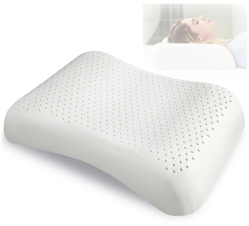 KLUFO Cuscino in lattice naturale tailandese al 100%, cuscini da letto e posizionatori Cuscino in lattice, cuscino di bellezza per signore, bordi più rigidi e centro più morbido, comfort traspirante