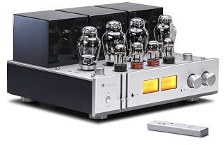 MUZISHARE X9 Stereo Integrated Tube Amplifier with Remote Control,Single-Ended Class A, 300B Tubes, With Built-in MM Phono Stage, Direct Power AMP, 6.5mm Headphone Output,AC115 and AC230 Switchable