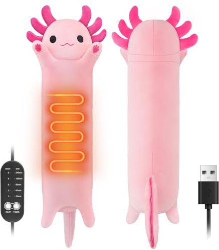 Axolotl - Cuscinetto riscaldante per crampi mestruali e sollievo dal dolore mestruale, cuscinetti elettrici portatili alimentati tramite USB, animali di peluche carini per donne, ragazze, divertenti