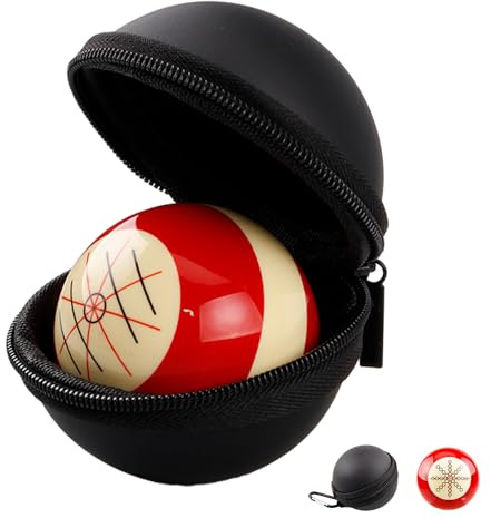 Sinsilvie Billiards Cue Balls Practice Training Artifact or 6 Red Dots Cue Ball,2-1/4,with Black PU Case,Billiard Accessories (Training Artifact)