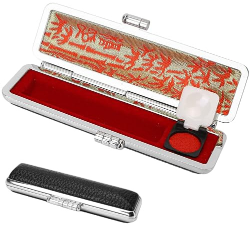 Étui pour timbres Hanko japonais en polyuréthane, boîte à sceau japonais, boîte ronde en cuir, boîte à sceau en corne, support de sceau japonais (noir, 0 ~ 12 mm)
