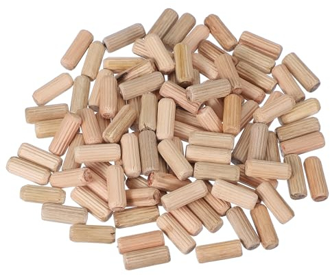 PATIKIL Träpluggar stift 8 mm x 20 mm (5/16 tum x 3/4 tum) raka trästavar för hantverksmöbler gör-det-själv träräfflade pluggar 100