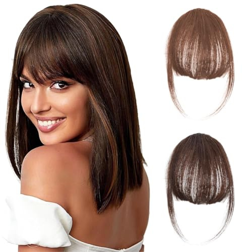 JEYORZY Flequillo Postizo con Clip y Patillas - 2 Piezas de Pelo Natural para Uso Diario de Mujeres