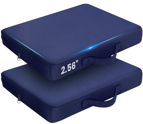 PALATALA 2 PCs Stadium Seat Cushion, Extra Thick 2.56 Bleacher Cushion with Handle & Zipper Design, Waterproof 600D Oxford Fabric Seat Cushion for Bleachers, Outdoor, Sports Events, Beaches, Blue