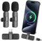 Micrófono Inalámbrico movil, micrófono de Solapa Bluetooth, Micro Solapa Doble, Micrófonos Inalámbricos Plug & Play para Móvil, Vlogs, Clases, Entrevistas y Streaming