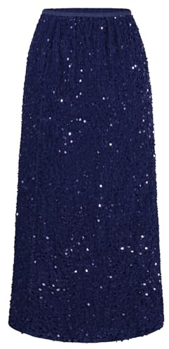 Kyzoeyou Gonna in Velluto con Paillettes da Donna, Gonna Elasticizzata a Vita Alta, aderente, con Splendida Spaccatura, Gonna Midi per Festa, Discoteca, Uscita Notturna, XXL