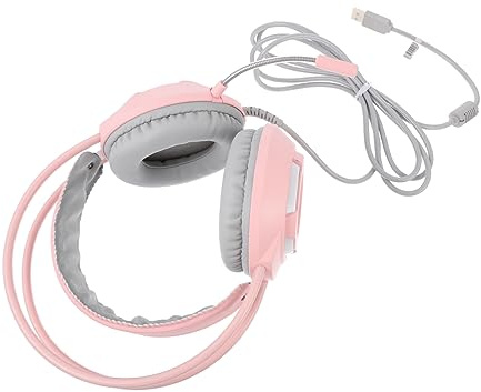 DIYEAH Auriculares Gaming con Micrófono de Cancelación de Ruido Diseño Chic y Duradero para Pc Películas y Chat de Video con Sonido Envolvente Realista Color Rosa