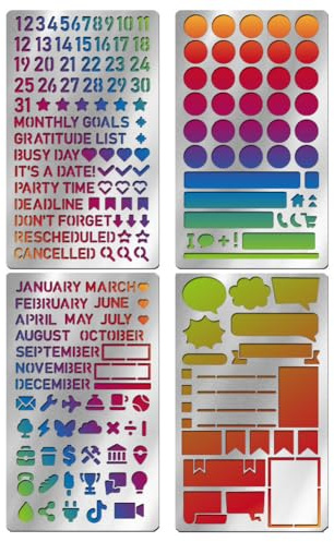 UNICRAFTALE 4 stycken metallmallar för ved hantverk 4 stilar alfabet och siffror återanvändbara rostfritt stål mall planeringsbanderoll metalldagbok stencil för att rita scrapbooking