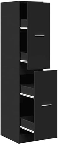 Eleganz Armadio per farmacia, nero, 30 x 41 x 144,5 cm, in legno – Set di mobili da soggiorno, elegante mobile per la casa, salvaspazio e durevole