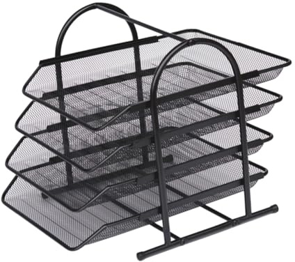 VILLFUL Organizador de Escritorio Negro de Soporte Metálico para Archivos y Documentos Estante de Almacenamiento para Oficina y Papelería Organizador Funcional para Material de Oficina