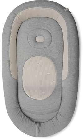 Inglesina Welcome Pod Baby Lounger, Harmony Gray - U.S. Compliant Infant Lounger for 0-8 Months - with Ergonomic Support for Supervised Tummy Time & Play - Breathable Bamboo & Cotton
