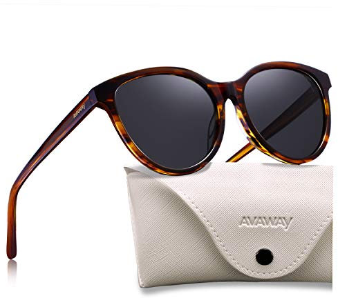 AVAWAY Retro Polarisierte Damen Sonnenbrille Outdoor UV 400 Brille für Fahren Angeln Reisen, Acetat-Rahmen