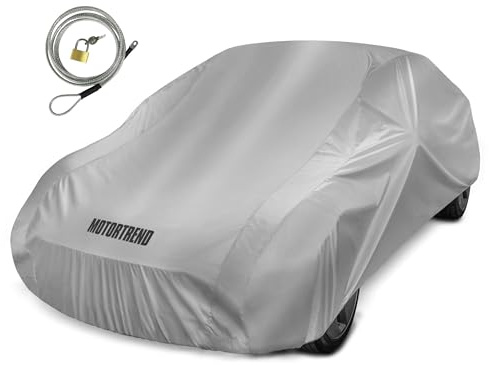 Motor Trend FlexCover Waterproof Car Cover for Rain Wind All Weather L Fits up to 190 x 70 x 50 inches