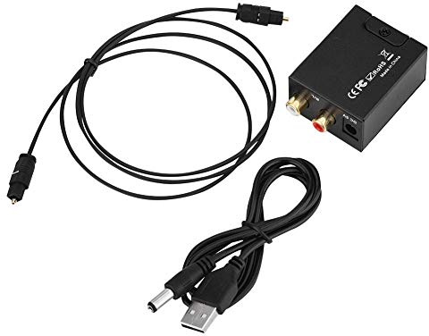 ASHATA Digital analog ljudomvandlare koaxia/Toslink till analog stereoljud R/L-adapter omvandlare stöd S/PDIF för hem och professionell ljudswitchning