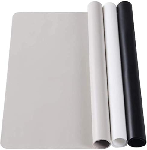 KCDMBUE 3 Pack Large Silicone Sheets for Crafts, Liquid, Resin Jewelry Casting Molds Mat, Multi-Purpose Food Grade Silicone Placemat. 15.7” x 11.8” (Black & Gray & Beige)