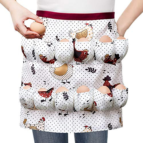 Syhood Egg Apron Egg Collecting Apron with 12 Deep Pocket for Chicken Duck Goose Egg Gathering Apron Egg Holder Carrier(Kid-Unisex)