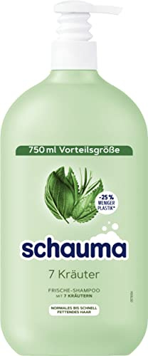 Schwarzkopf Schauma Shampoo 7 Kräuter (750 ml), Haarshampoo verleiht der Haarstruktur eine leichte Frische, Pflegeshampoo für normales bis schnell fettendes Haar