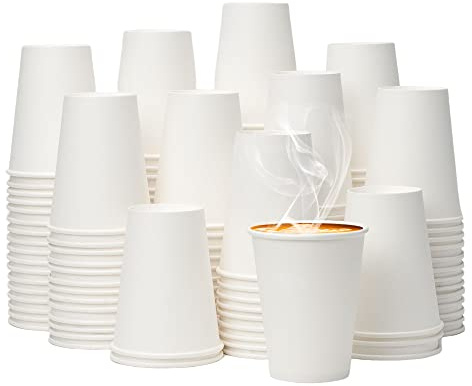 YEEHAW 12 oz 300 Pack Disposable Paper Coffee Cups, Bulk White Hot to Go Cups for Hot Coffee, Hot Liquid, Chocolate, Juice, Hot Beverage Drinkings, Ideal for Cafes, Bistros, Office and Family