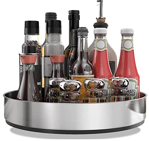 PIGPIGFLY Lazy Susan Turntable,Kitchen Storage Rack,Rotating Spice Rack,Stainless Condiments Organizer,Kitchen Storage & Organisation(20cm)