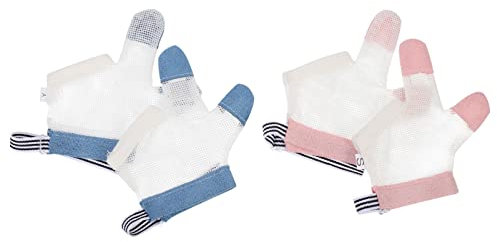 COHEALI 2paare Finger-schutz-handschuhe Für Kleinkinder Atmungsaktive Daumenschutz-handschuhe Zur Verhinderung Von Daumenlutschen Und Fingerlutschen