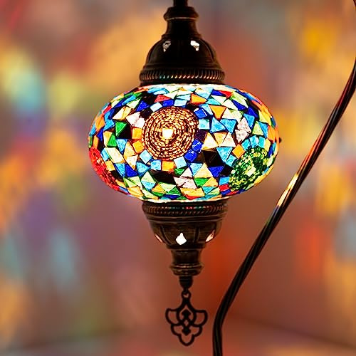 COOL MOSAIK mosaiklampa bord L golvlampa orientalisk marockansk handgjord dekorativ turkisk mosaiklampa (2. Flerfärgad)