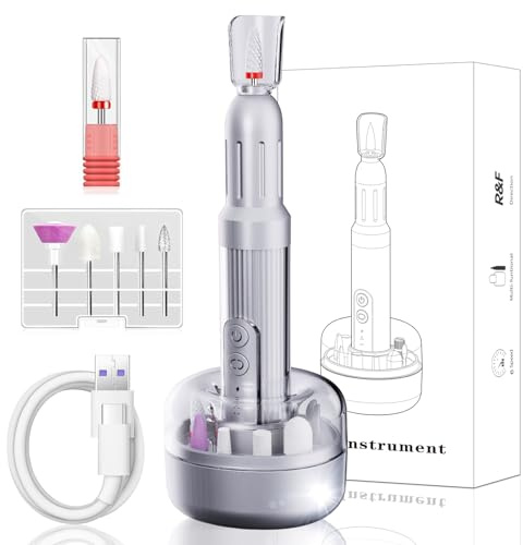 Electric Nail Files Professional Nail Drill for Gel/Acrylic Nails, 18000 RPM Adjustable Speed E File, Manicure Pedicure Set with Ceramic Nail Bit,Rechargeable Base,Low Vibration,Low Noise for Beginner