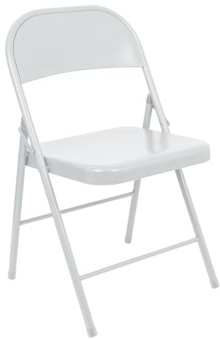 Harbour Housewares White Metal Folding Chair with Rubber Bumper Feet - Lightweight Matte Foldable Desk Chair Metal Garden Seats for Indoor, Outdoor Activities, Guests, Conferences