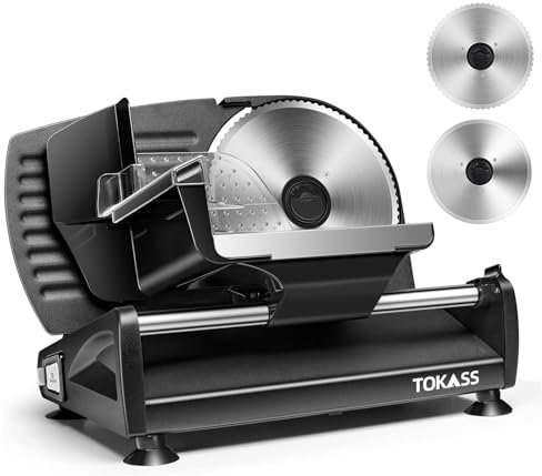 Elektrischer Allesschneider Edelstahl - Verstellbare Küchenmaschine 0 bis 15mm - 2 Klingen - Wurstschneidemaschine - Brotschneidemaschine, Schinkenschneider,Fleisch