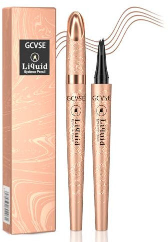 GCVSE Augenbrauenstift Mit 4 Gabelspitzen - 3D Wasserfester Microblading Stift für Langanhaltende, Natürliche Augenbrauen (Hellbraun)