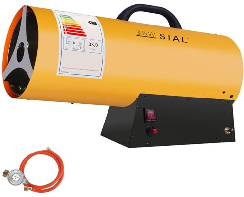SIAL 113,000 Btu/hr Industrial Gas Fan Heater Portable Workshops Heater Heat Cannon Gas Radiant Heater Hot Air Blower Mechanical Switch Piezo Ignition, Yellow, 33KW