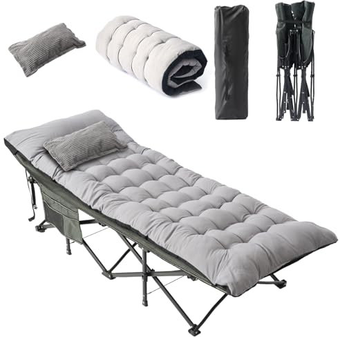 Flycoop Feldbett Klappbar mit Matratze und Kissen Campingbett 71cm/81cm Klappbett Camping Bett 204 kg Reisebett Erwachsene Gästebett für Garten Innen Outdoor Camping