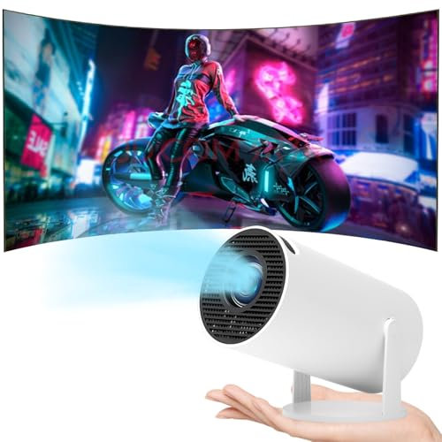 Mini Beamer 4K Unterstützt Android 11,Beamer Handy Outdoor 180°Drehbarer,Mini Projector 5G WiFi 6 BT 5.0,130 Zoll Geeignet für Telefon/PC/HDMI USB,Smart Projector für Handy Phone/TV Stick/Laptop/HDMIv