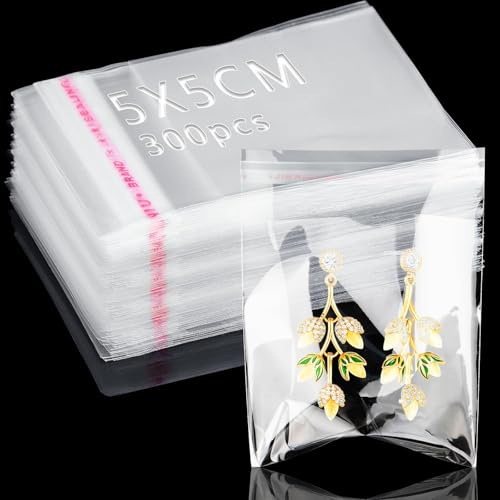 Lonely High Heels Reusable Clear Cellophane Bags 300 Pcs 1.97 x 1.97 inch Self-Adhesive Sealable Plastic Bags Display Bags Sweet Bags OPP Small Self Seal Bag for Cookies Sweets Jewellery
