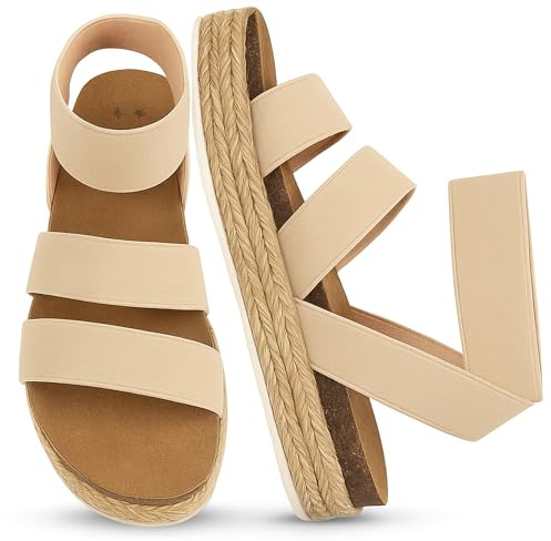 YOKI CHIARA-10 Strappy Womens Sandals With Espadrille Platform - Slip On Wedge Sandals For Women, Lightweight Comfortable Wedge Sandal (Crochet, Size 8)