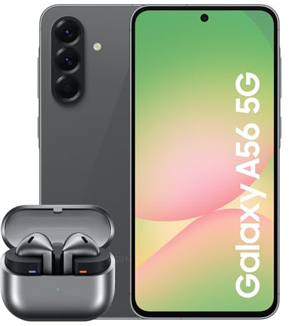 Samsung Galaxy A56 5G Smartphone, Awesome Intelligence, 8GB RAM, 256GB Memory Storage, 50MP Camera, Awesome Graphite Galaxy Buds3, Grey (UK Version)