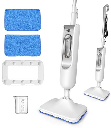 Mopa de Vapor, Aspirador en Seco y Húmedo, Limpiador de Vapor de Mano, Depósito de Agua de 400ml, Se Calienta en 20 Segundos, para Suelos, Alfombras, Ventanas