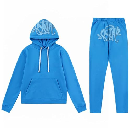 Generisk Syna World Tracksuit herr streatwear Y2k joggingdräkt träningsoverall 2 delar baggy hip hop huvtröja och joggingbyxor activewear bomull sportdräkt fritidsoverall män jogging kostym set
