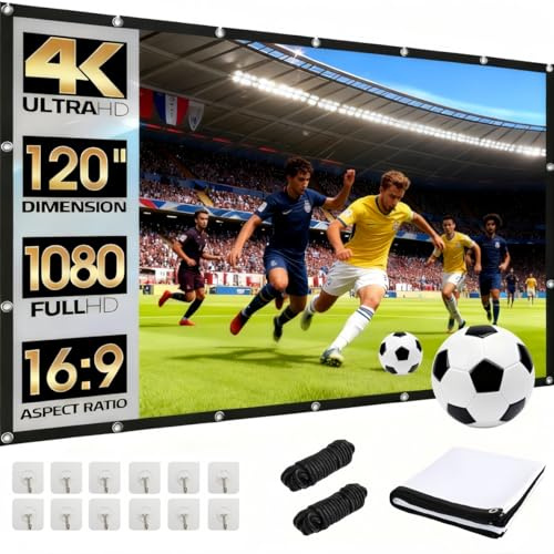 Leinwand Beamer 120 Zoll | 16:9 HD Faltbare Beamer Leinwand Outdoor | Dickerer, Lichtdichterer Projektor Leinwände | Knitterfrei und Leicht zu Tragen - Geeignet für Outdoor, Camping, Zuhause- Growzelt