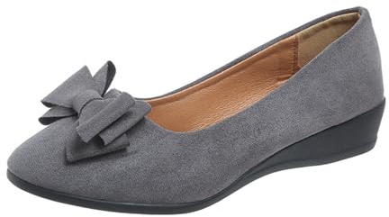 Fritidsskor dam med kilklack – balettskor dam rund spets damskor med rosett sommarskor fashionabla högklackade skor eleganta dansskor för vardag och promenader sommarskor
