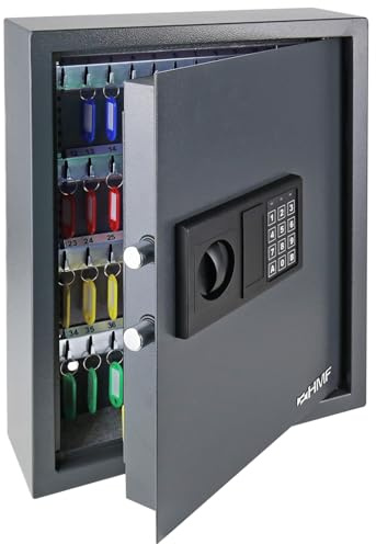 HMF Caja Fuerte para Llaves con Código Electrónico, Armario Guardallaves con Cerradura Digital | 71 Ganchos | 46 x 36 x 12 cm | Antracita
