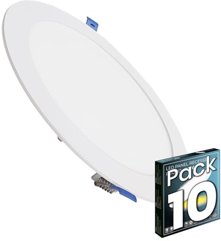 LED ATOMANT Confezione da 10 Pannello LED Downlight da Incasso Rotondo Piato 20W 220mm 1800lm, Colore Bianco Freddo (6500K), Driver incluso