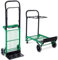 COSTWAY Folding Hand Truck with Height Adjustable, Heavy Duty Steel, 90kg Capacity, Portable Size, Sack Truck Trolley Dolly | 2 in 1 Multi-Functional Dolly| Gardening Platform Cart, Green