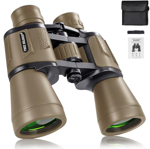 Binocolo militare da 20 x 50 per adulti con adattatore per smartphone, compatto e impermeabile, per birdwatching, caccia, concerti, viaggi, teatro con lente BAK4 Prism FMC, fango