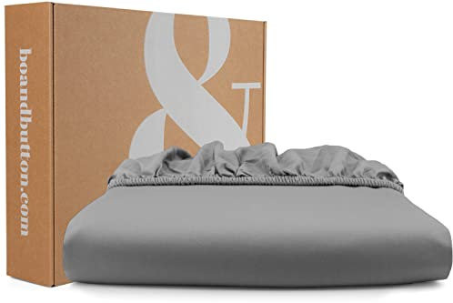 bo&button® Mako Satin Spannbettlaken | Echte Bio Luxusqualität | ALLE GRÖßEN für Matratzen & Boxspringbett Topper | 100% Baumwolle, GOTS & Fairtrade | 90x200 cm (für Topper), Stone Grau