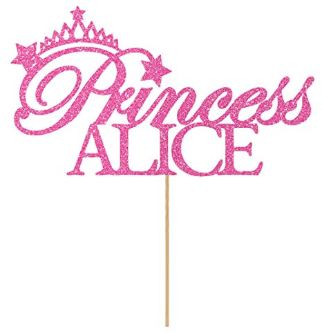 Personalised Birthday Princess Glitter Cake Topper- Light Pink Any Custom Name Glitter Cake Decoration and Sprinkles - Happy Birthday Decorations - Personalised Toppers for Cakes by Cakeshop